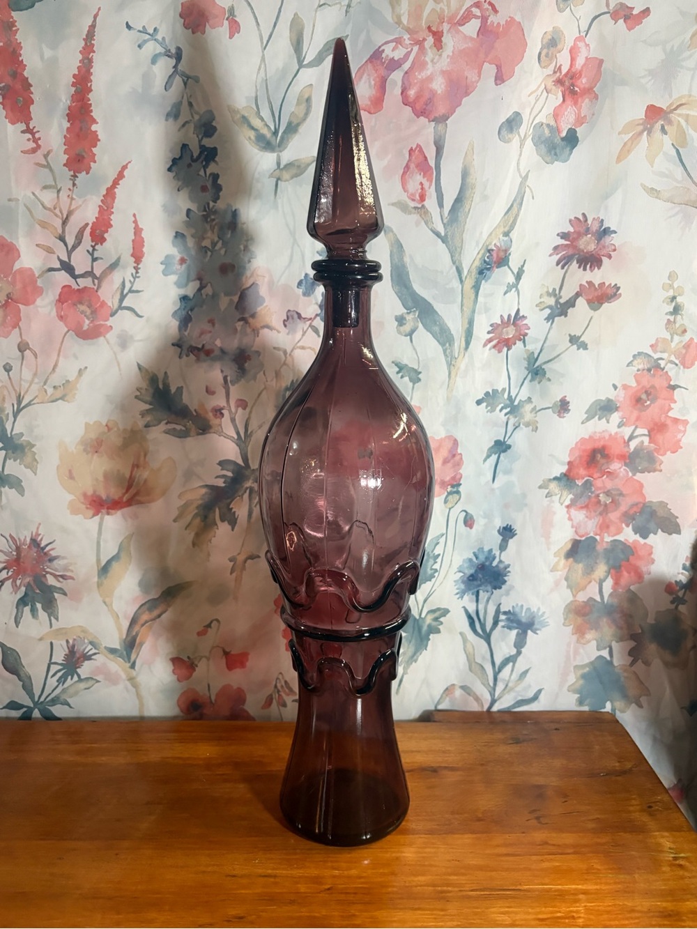 Vintage Amethyst Purple Glass Decorative Bottle - Brand Unspecified
